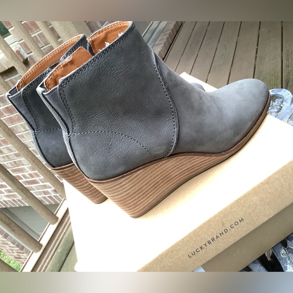 Lucky Brand Shoes - Lucky Brand Grey Leather Upper Booties Size 6 1/2 M